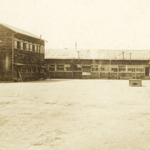 Senzakura Primary School barracks after the earthquake; Principal Suzuki (inset)<br>Source: 卒業記念帖  千櫻尋常小學校, 1928