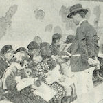 露天教授寫真(泰明尋常小學校)<br>Outdoor sketching class in the ruins of Taimei Primary School<br>Source: 東京市教育復興誌, 1930