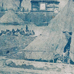 東京市千束小学校のテント教室<br>Tent classrooms at Senzoku Primary School, Asakusa<br>Source: 樽を机として, 1923