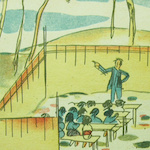 林間小学校　平塚の野外小学校<br>Sketch of outdoor classes held at Hiratsuka Primary School, Kanagawa<br>Source: 震災スケッチ, 1923